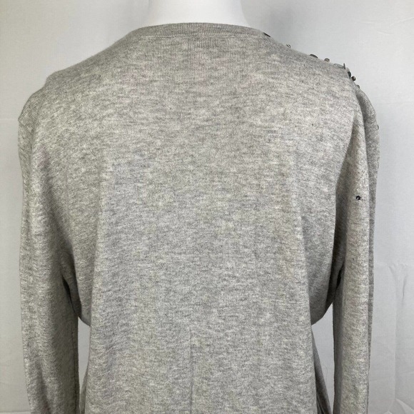 Ann‎ Taylor LOFT Cardigan Womens LP Petite Gray Cotton Wool Sequin V-Neck - Picture 6 of 11